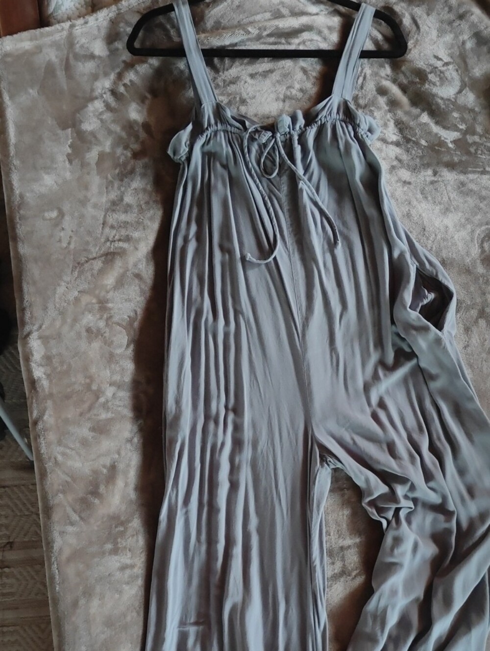 Final Touch Light Gray Sleeveless Wide-Leg Jumpsuit with Tie